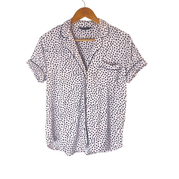 KATE SPADE Blush Pink Black Dots Short Sleeve Long Pant Pajamas Top M/Pant S - Picture 2 of 9